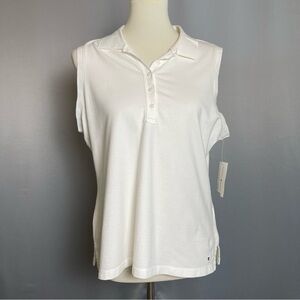 NWT Tommy Hilfiger White Sleeveless Cotton Polo Shirt Top - Size XL